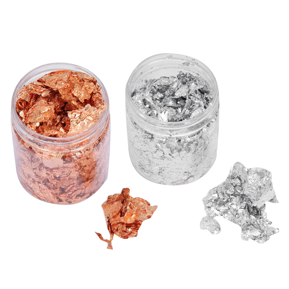 Gold/Silver 2Pcs 5G Foil Nail Art Decoration Copper Flakes 6.3X5.2cm