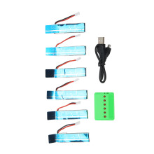 3,7 V 520 mAh 30C Lithium-Batterie mit Ladegerät für Wltoys XK K110S Fernsteuerungshubschrauber Ersatzteile