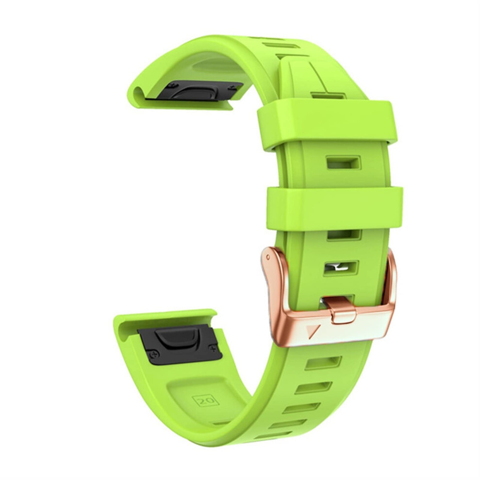 20mm Soft Silicone Watch Band for Garmin Fenix 7S 5S Plus 6S Instinct 2S D2, Green with Rose Gold Buckle-image-OPC-PJM5YBP-NEW