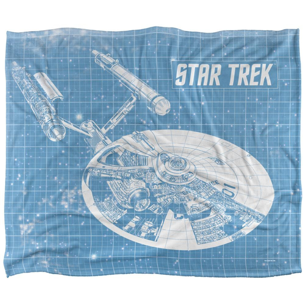 Star Trek Enterprise Silky Blueprint Supersoft Blanket 152Cm