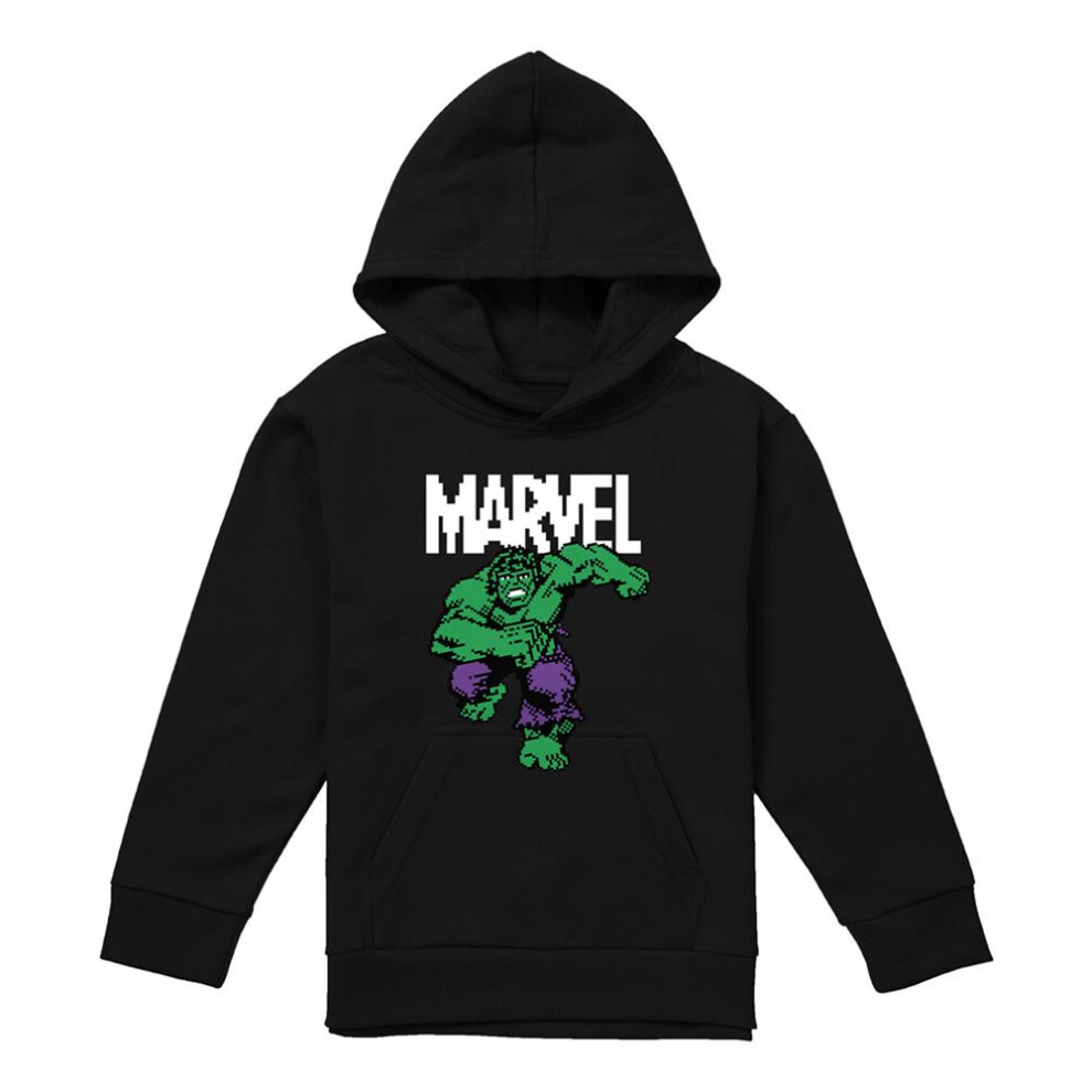(9-11 Years, Black) Marvel Childrens/Kids Hulk Pixel Pull Over Hoodie-image-OPC-PJM6727-NEW