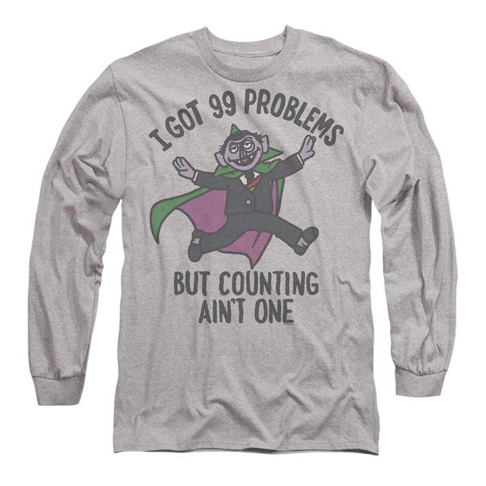 (L, Athletic Heather) Sesame Street Unisex Adult Problems Heather Long-Sleeved T-Shirt-image-OPC-PJM6822-NEW