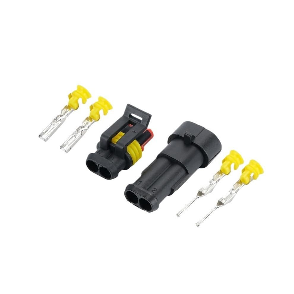 2 Pin Way Waterproof Electrical Wire Connector Kit, 10 Pack, 1.5Mm Terminals For Hid Auto Xenon Lamps 6276012444512