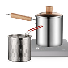 Fryer 3L Tempura Style Stove Top Fryer Pan with Strainer Basket and Drip Drainage Rack for Chicken Fish Chips
