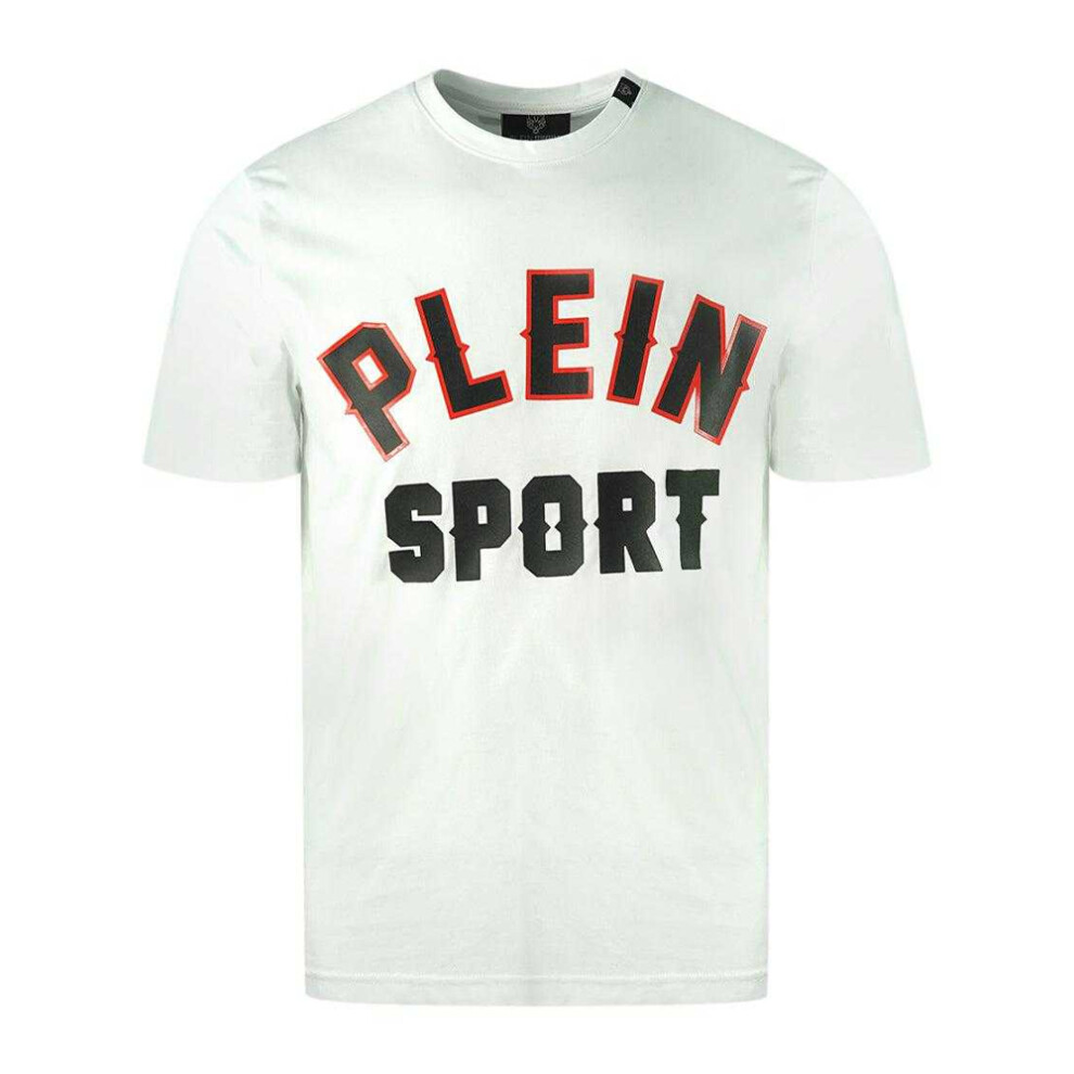 Plein Sport Men's White (M, ) Block Logo T-Shirt
