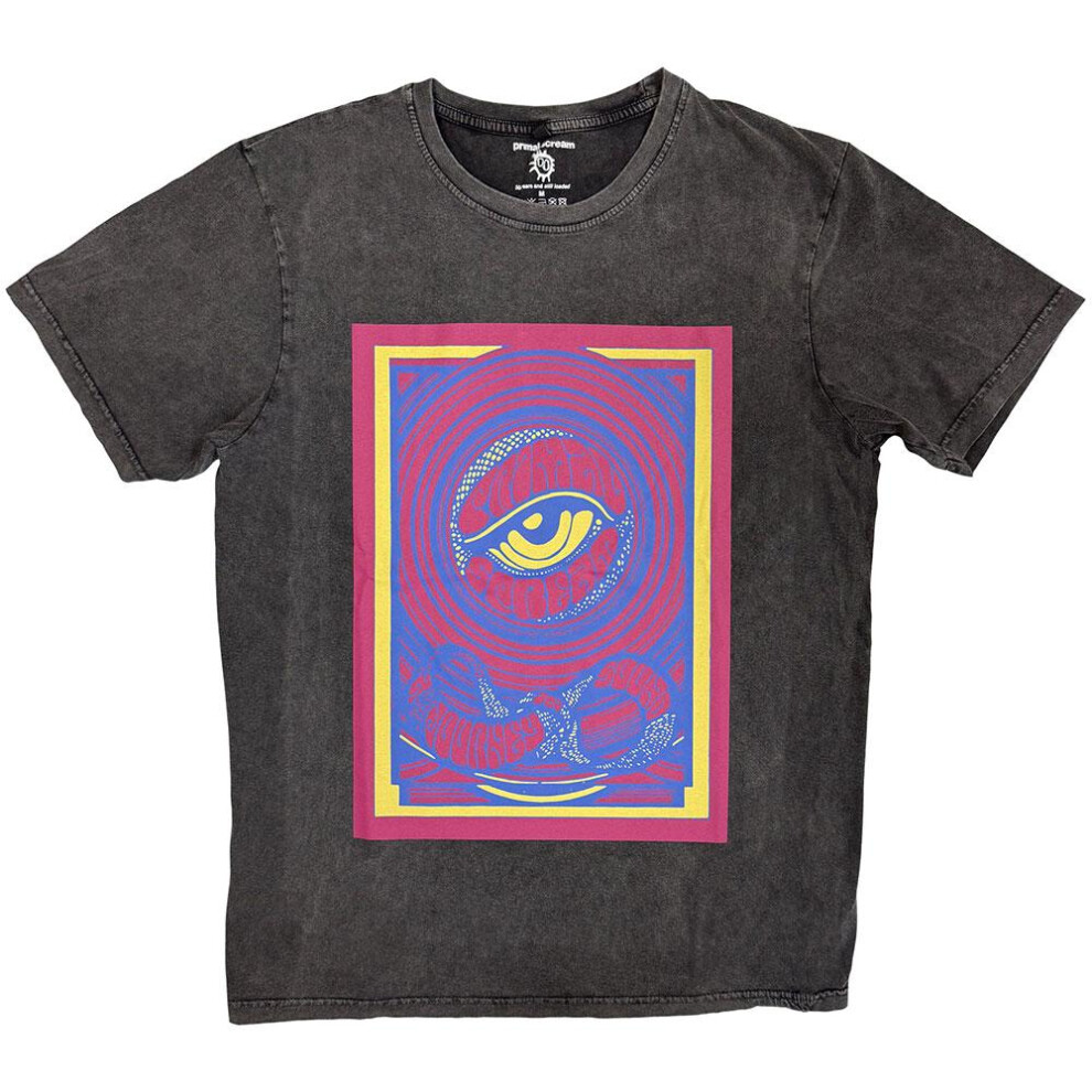 (S, Charcoal Grey) Primal Scream Unisex Adult Psychedelic Eye Stone Wash T-Shirt-image-OPC-PJM6GFM-NEW