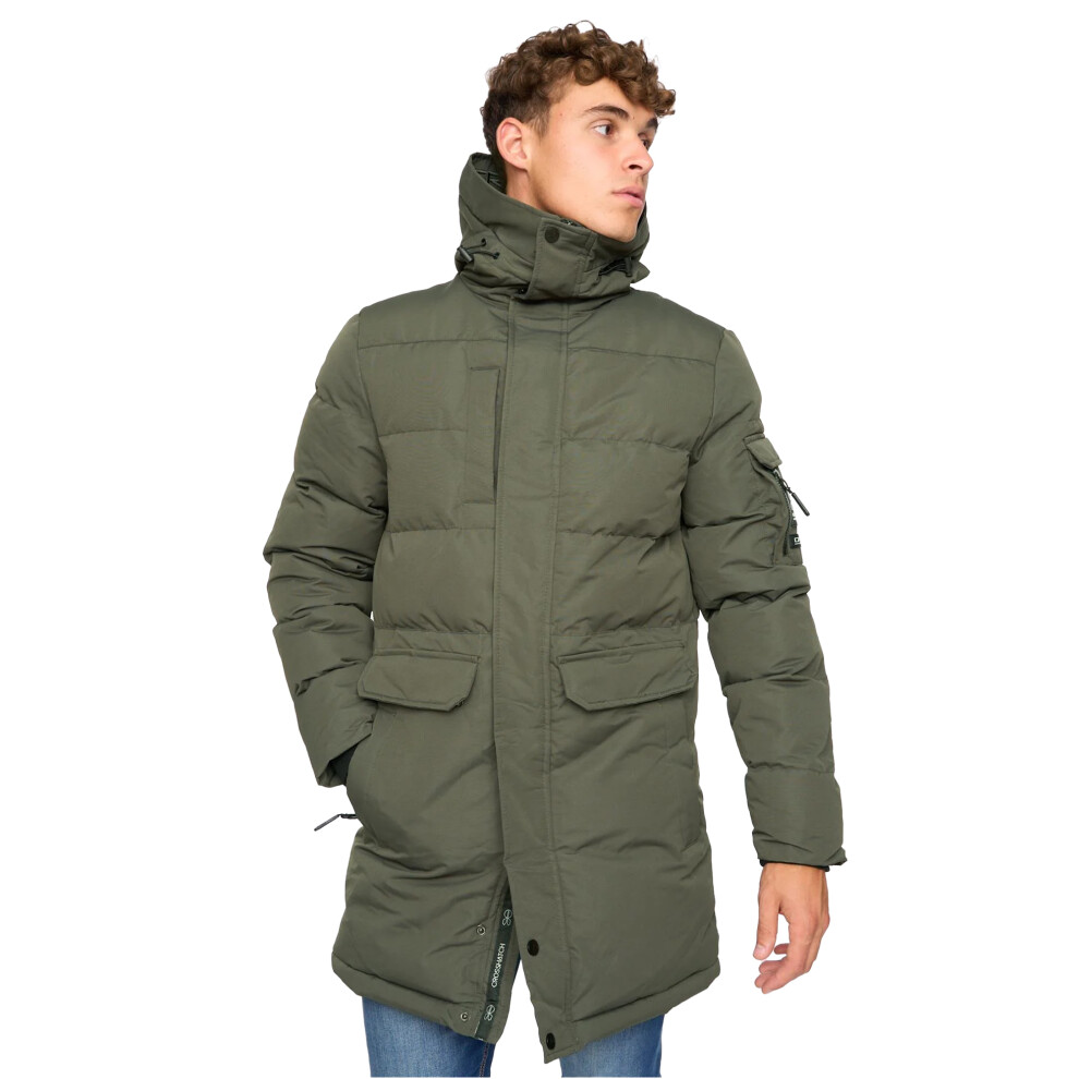 Crosshatch Men's Green (Xl, Olive) Milwaka Long Padded Jacket