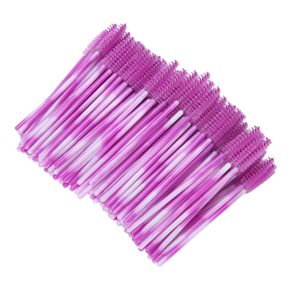 200pcs Disposable Lash Brushes, Portable Purple Red Fiber Makeup Tool