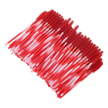 Compact 200pcs Bright Red Applicator Set for Mascara & Eyebrows