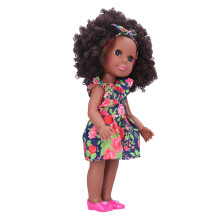 Exquisite 35cm Lifelike African Black Girl Doll Afro Kid Toy Q14-155