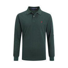 (Dark green, XL) Men Polo Shirt Casual Long Sleeve Collared T-Shirt Sports T-Shirts Button Tops