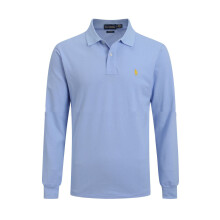 (Light blue, XL) Men Polo Shirt Casual Long Sleeve Collared T-Shirt Sports T-Shirts Button Tops