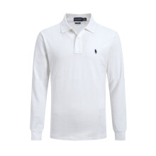 (White, M) Men Polo Shirt Casual Long Sleeve Collared T-Shirt Sports T-Shirts Button Tops