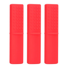 Baby-Entwicklungsspielzeug zum Einfrieren und Kochen, BPA-freier Silikon-Teether, Kauspielzeug für Kleinkinder, Autismushilfe, 3er-Set, Rot
