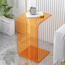 Acrylic Side Table, Transparent, Modern Design, 30x30x60 cm, Orange, Ideal for Bedroom, Balcony, Office, and Terrace