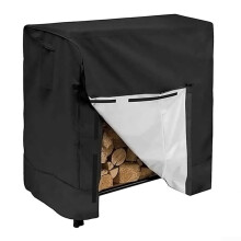Waterproof Oxford Fabric Wood Storage Cover with Adjustable Straps, Black, Durable and Water-Resistant Protection