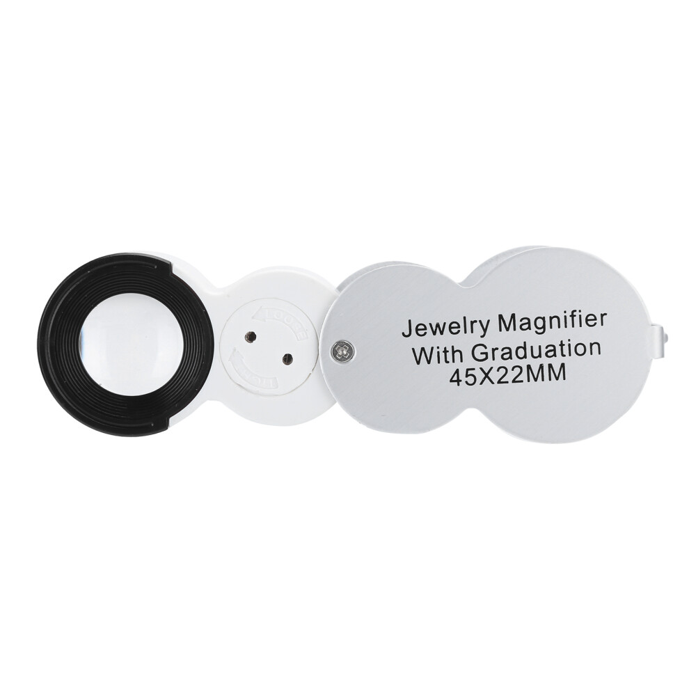 45X Jewelry Magnifying Glass with LED UV Light, Scale for Currency Detection