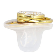 Baby-Schnullerkette für Säuglinge, tragbar, exquisiter goldener Krone Buchstaben-Strass-Schnuller mit Kette Clip, Buchstabe K