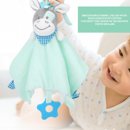 Versatile Baby Teething Blanket with Plush Animal and Embroidered Edge 2