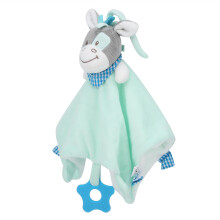Versatile Baby Teething Blanket with Plush Animal and Embroidered Edge
