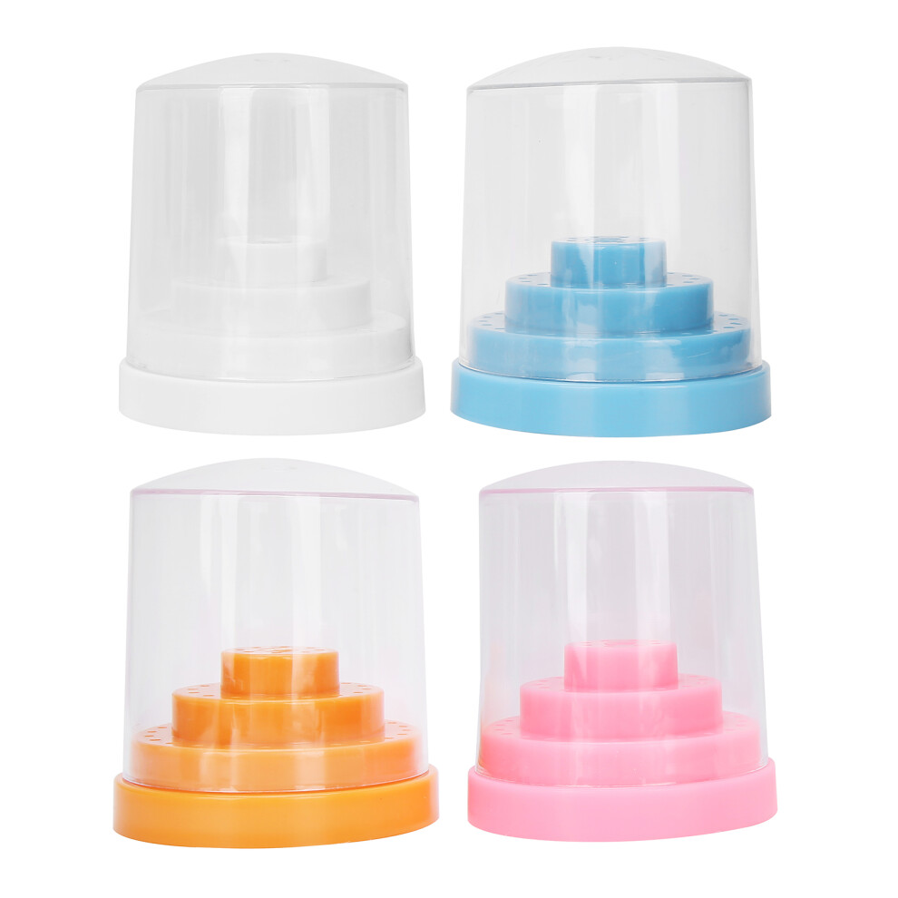 Pink/Orange/White 4Pcs Nail Drill Bits Storage Box, 48 Holes, /Blue
