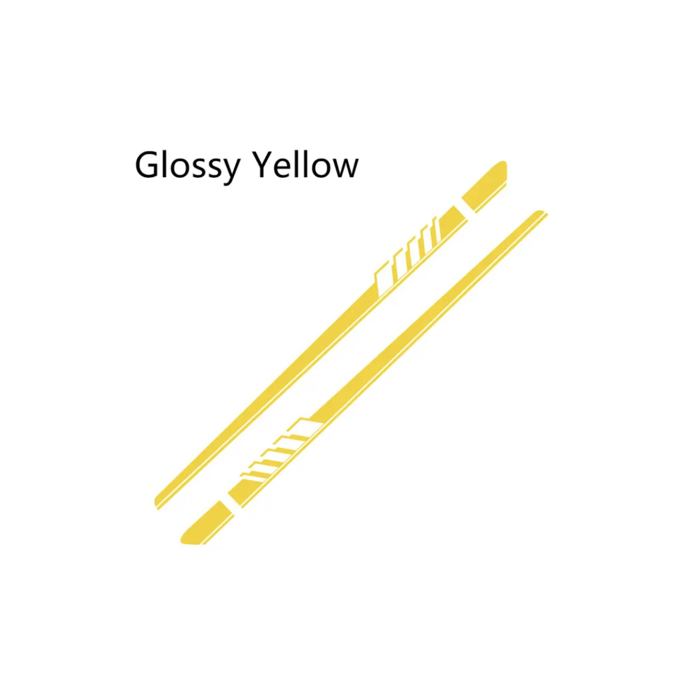 (Yellow) 1Pairs Car Side Body Paster Decal Sticker Racing Long Stripe Decals Graphics 210 X 11.5 Cm Yellow 4069369123757