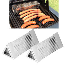 2Pcs Stainless Steel BBQ Smoker Tube Kit, 6in Pellet Smoke Box