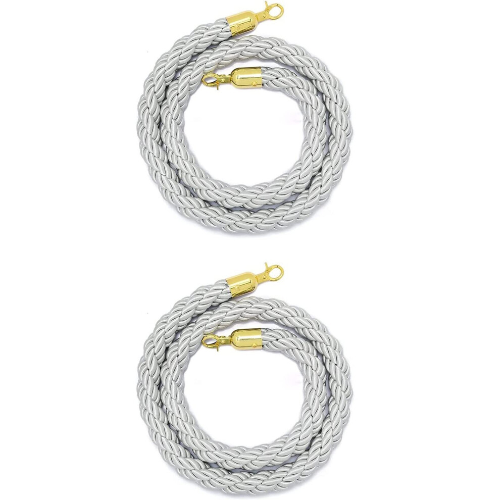 Rope Barrier Rung Rope Set With 2 Braided Hemp Ropes For Crowd Control 3M/10Ft Gray For Restaurant And Cinema 6493810663390