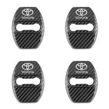 (Carbon fiber) 4pcs Car Door Lock Latches Striker Cover Protector for Toyota w/ Adhesive