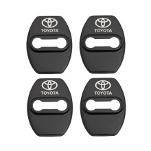 (Black) 4pcs Car Door Lock Latches Striker Cover Protector for Toyota w/ Adhesive