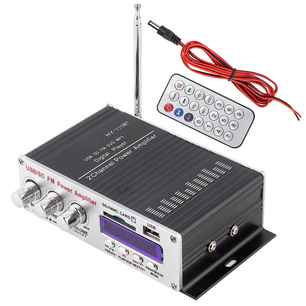 Hifi Stereo Bluetooth Power Amplifier With Fm Radio & Remote For Home And Car 4661340866884
