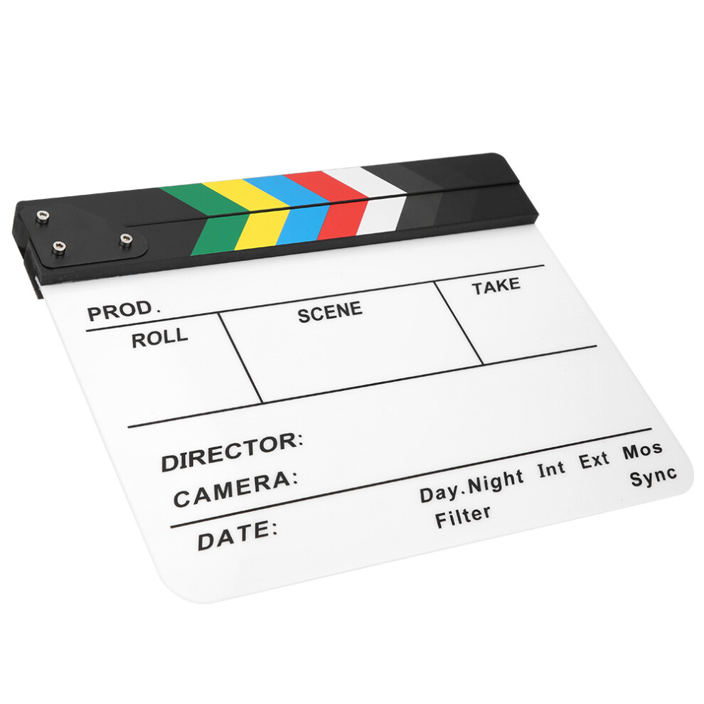 30X25cm Acrylic Film Clapperboard With Colorful Stripes – Photography & Film Prop White 9341340869256