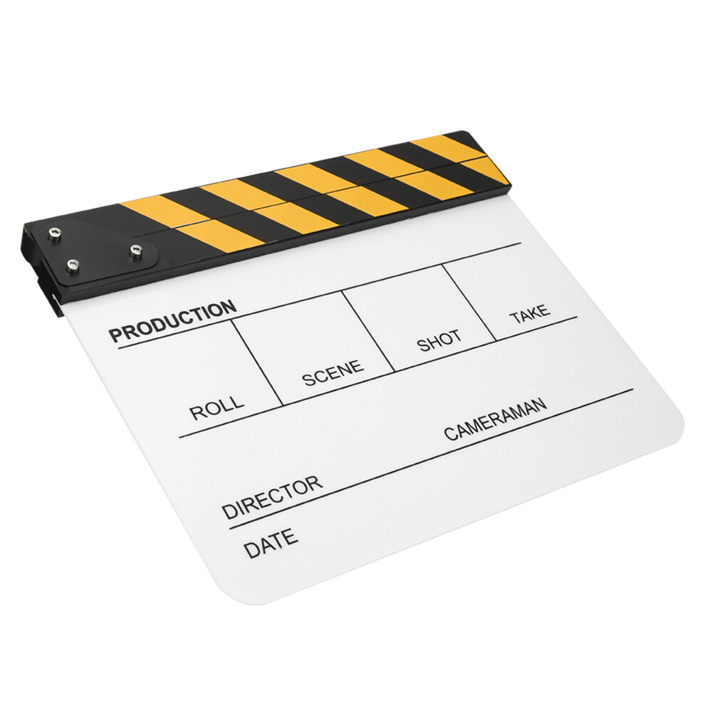 30X25cm Acrylic Clapperboard Film Director Action Camera Tool & Yellow/White 4181340869338