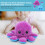 Reversible Octopus Plush Doll Baby Toy, 20cm, Purple Blue 11