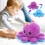 Reversible Octopus Plush Doll Baby Toy, 20cm, Purple Blue 12