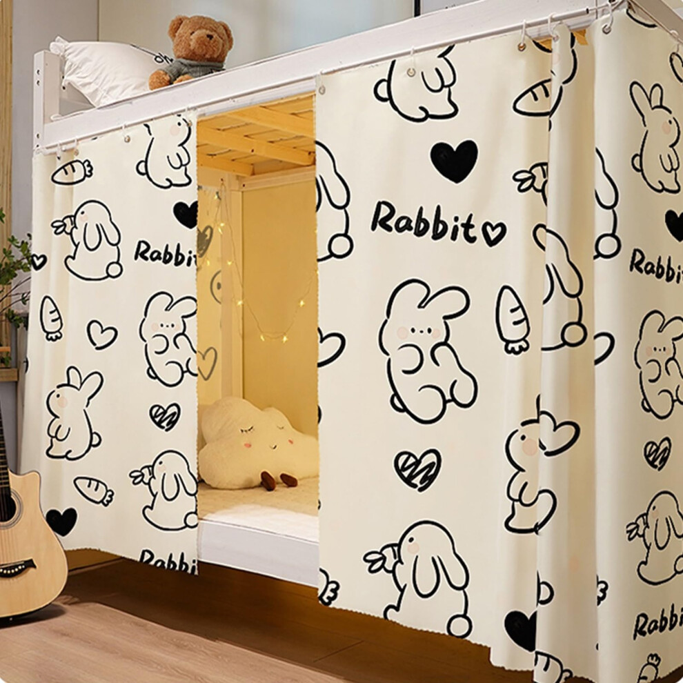 Einzeln Hochbett Vorhang 1.15M Rabbit Atmungsaktiv Gewebter Stoff Verdunkelung Sichtschutz Staubdicht für Kinderzimmer