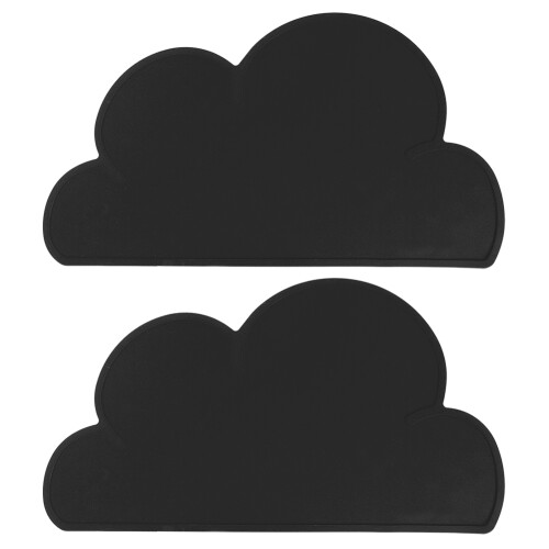 Black Silicone Cloud Placemats for Kids - Waterproof & Durable 2pcs 1