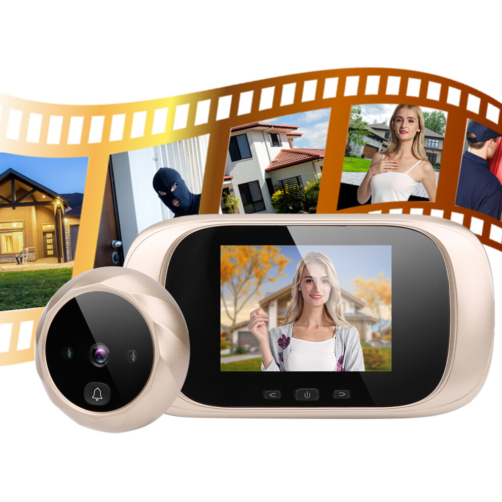2.8In Tft Lcd Ir Night Vision Visual Door Viewer With Smart Doorbell - Gold 5041340871771