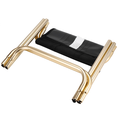 Aluminum Alloy Foldable Camp Stool 31cm Black Fabric Gold Frame