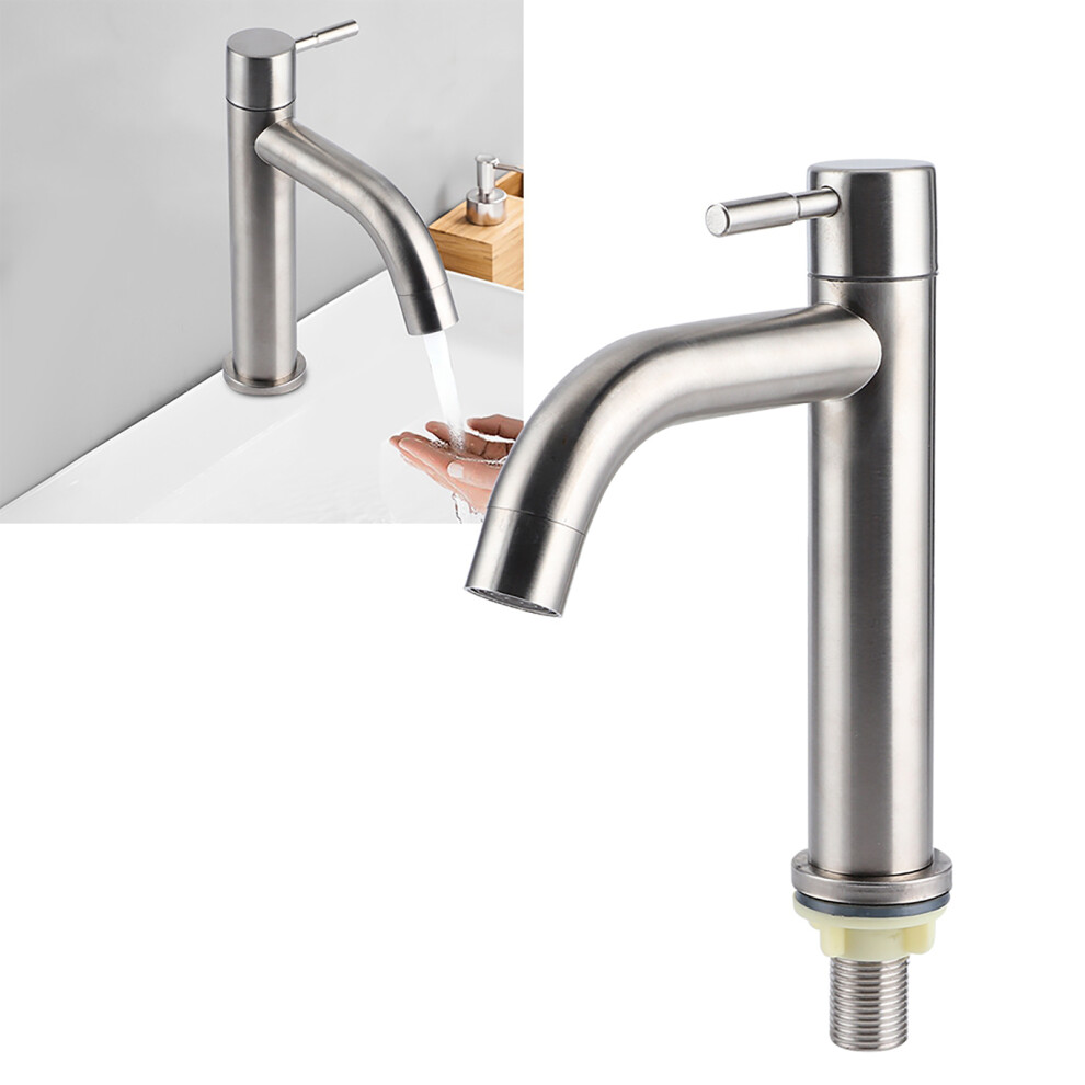 Stainless Steel G1/2 Single Cold Faucet For Bathroom Sink Wash Basin 8711340875228