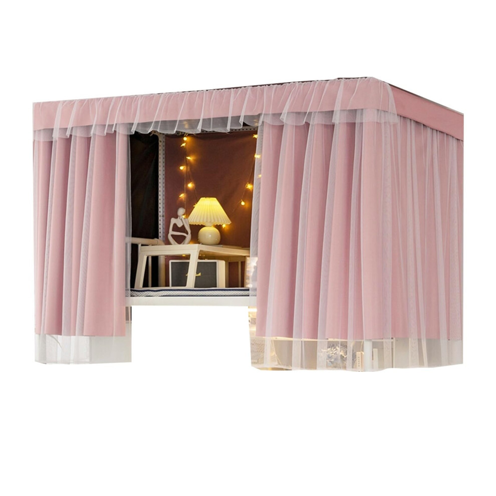 1M Wide Single Bed Curtain Bunk Bed With Retractable Stand, Blackout Encrypted Mesh, 1.2M Curtain Pink
