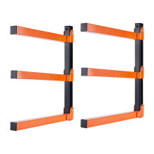 Wall Mount Wooden Organiser with 3-Tier Metal Shelf, Set of 2 Indoor/Outdoor Firewood Racks, Rustic Wood Storage Solution