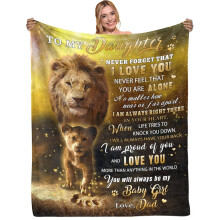 Birthday Gifts for Daughter from Father, Soft Flannel Throw Blanket 80x60 Inch, Lion001, 152.4 x 203.2 cm