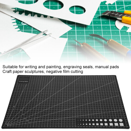 2Pcs A3 Black PVC Cutting Mats, 30x45cm, Multi-Use Craft Pads 2