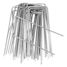 50 Anti-Rust Ground Anchors for Weed Control Fabric, Galvanized Steel U-Shaped Garden Pegs for Securing Weed Matting