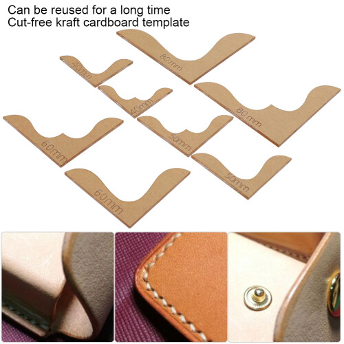 8Pcs Acrylic Wallet Corner Template Set, 40mm-80mm, Flower Pattern 2