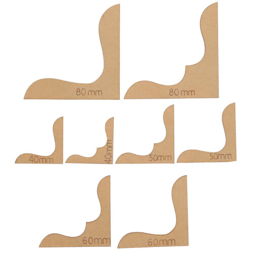 8Pcs Acrylic Wallet Corner Template Set, 40mm-80mm, Flower Pattern 1