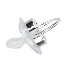 Silicone-Baby-Schnullerkette Silber A-Z Buchstaben Sicher BPA-frei Einteilig, nahtlos mit Deckel für Säuglinge 6-18 Monate M