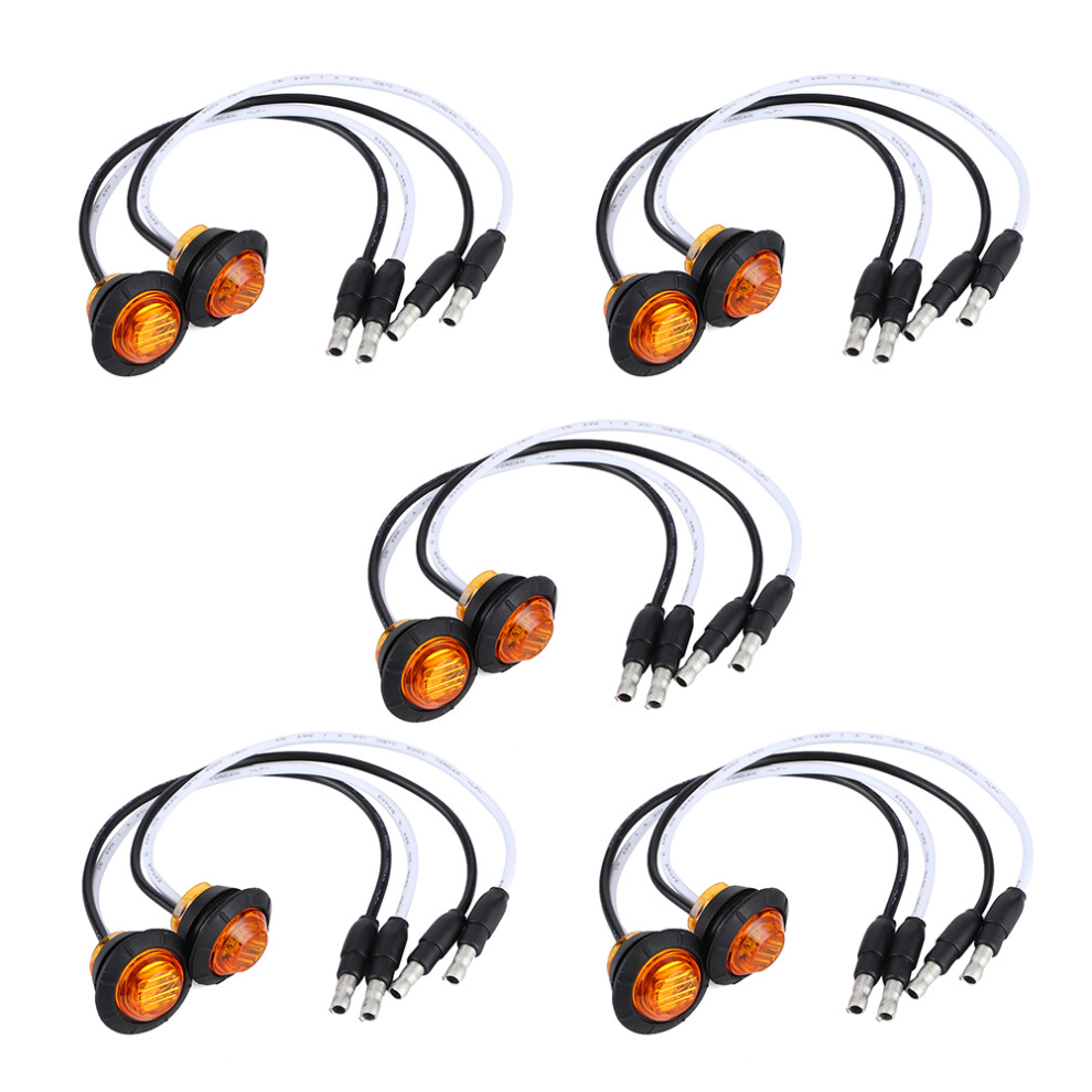 Car Truck Yacht 10Pcs 3/4In Led Side Marker Clearance Lamp 12V Light/Amber 8771340890577