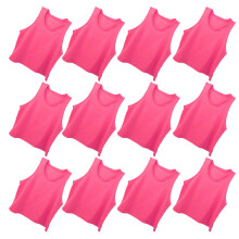 12Pcs Large Mesh Children Football Training Vest Rose Red Free Size